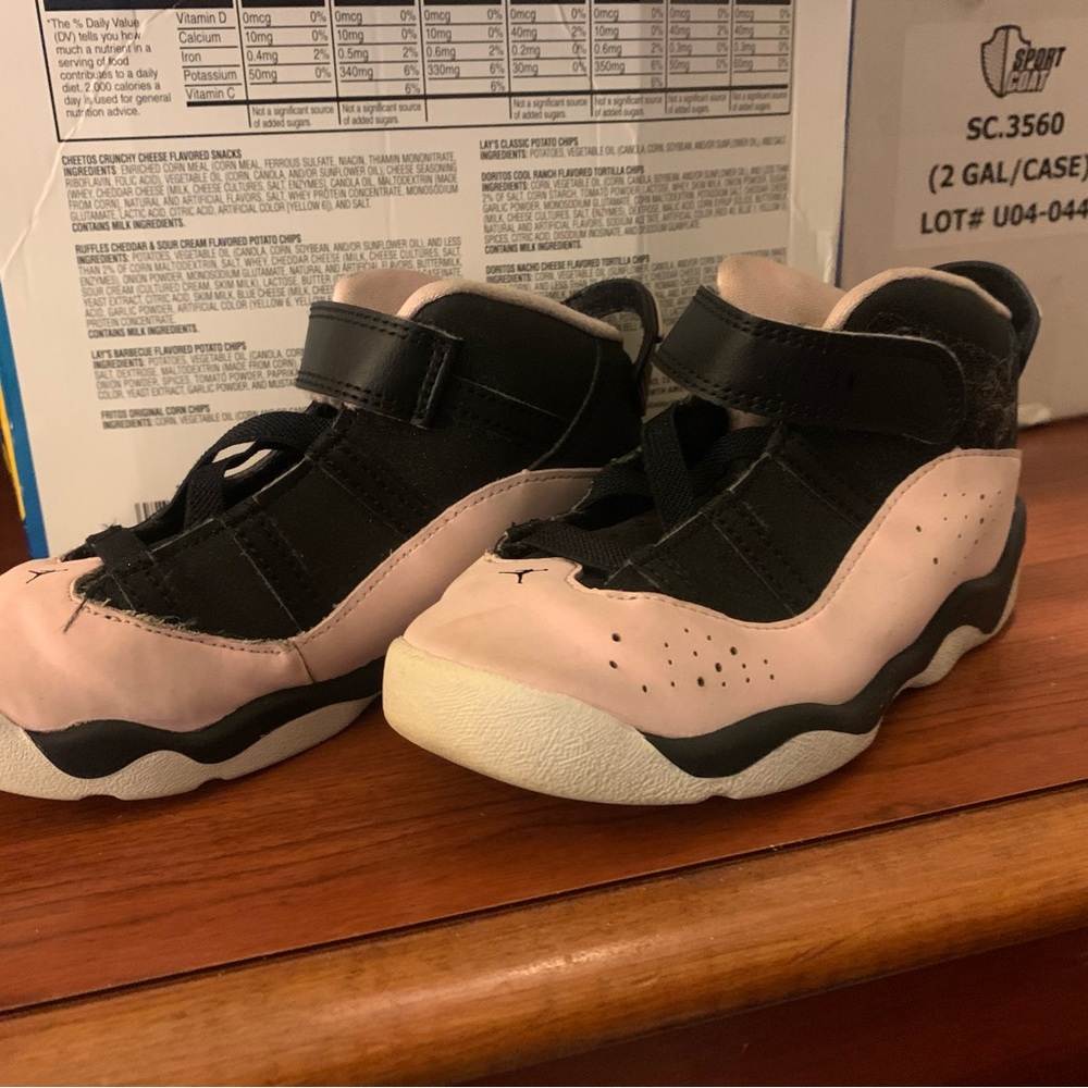 Jordan Kids Black and Pink Sneakers